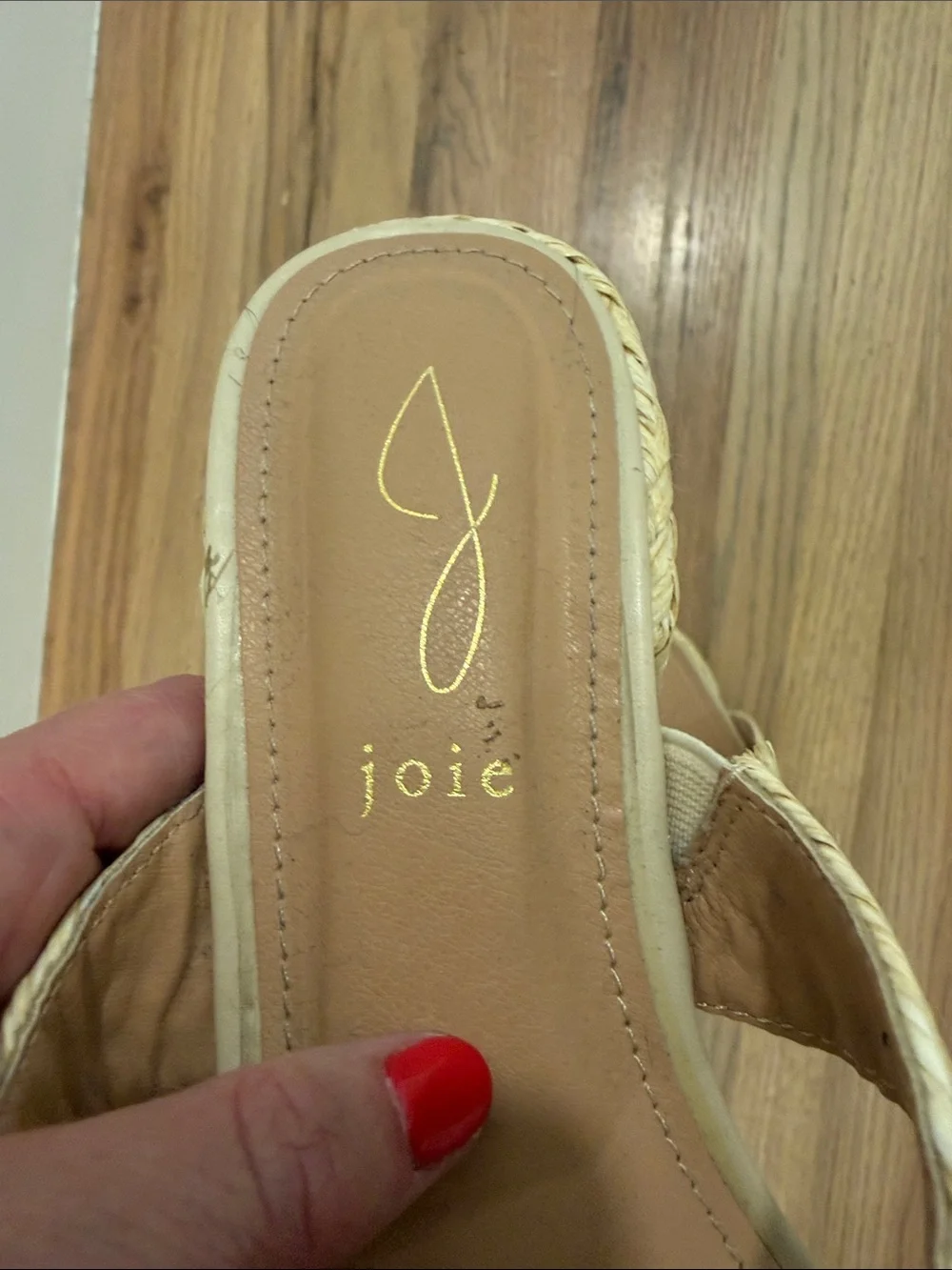 Joie Cream Braided Two‑Strap Wedge Slides